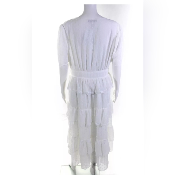 ENGLISH FACTORY WOMENS SMOCKED RUFFLE SLEEVE SHEATH DRESS BEIGE SIZE L - Picture 3 of 4